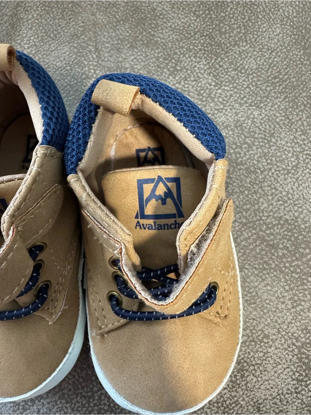 Avalanche Tan and Navy Baby High-Top Sneakers